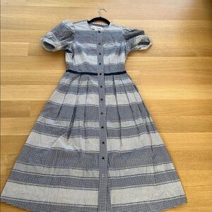 Sara Campbell Plaid Cotton Button Down Maxi Dress Size 4